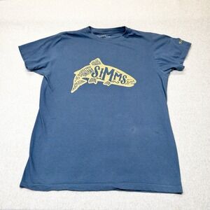 Simms Fishing Womens Med Blue 100% Cotton T Shirt Gorpcore Outdoors Lake *read*